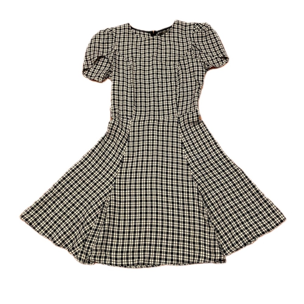 Reformation Plaid Mini Dress in Black and White
